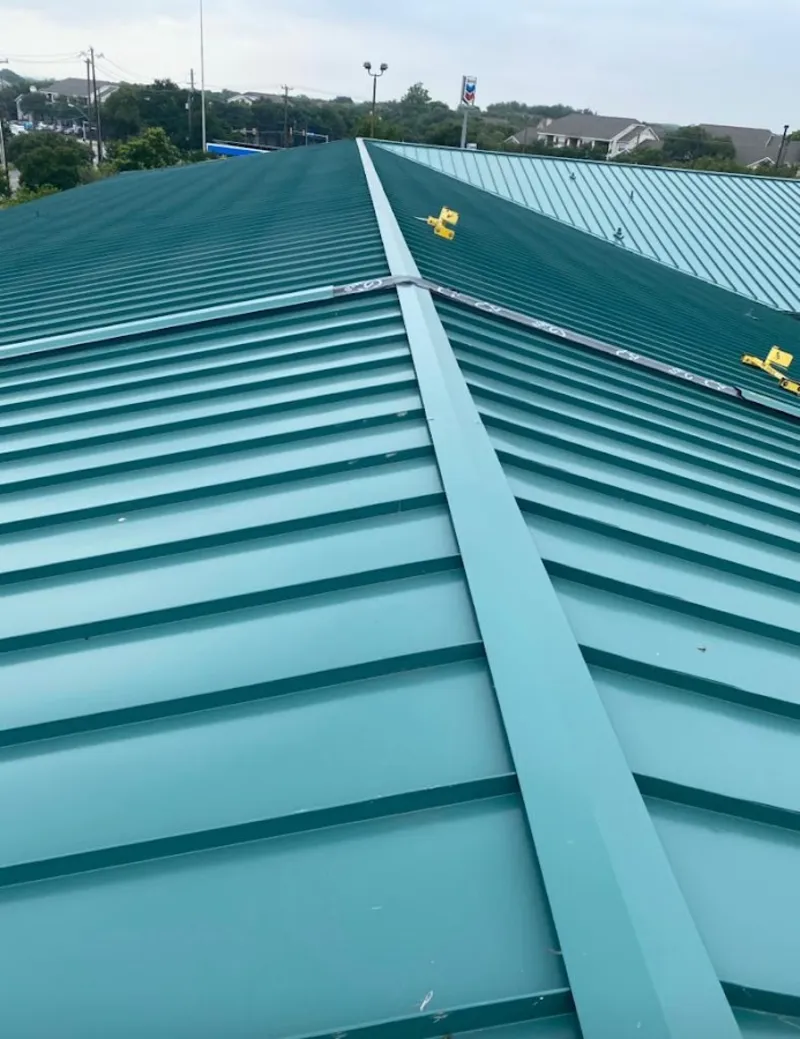 Green commercial metal roof ridge and valley for Metal Roof Repair in Almena